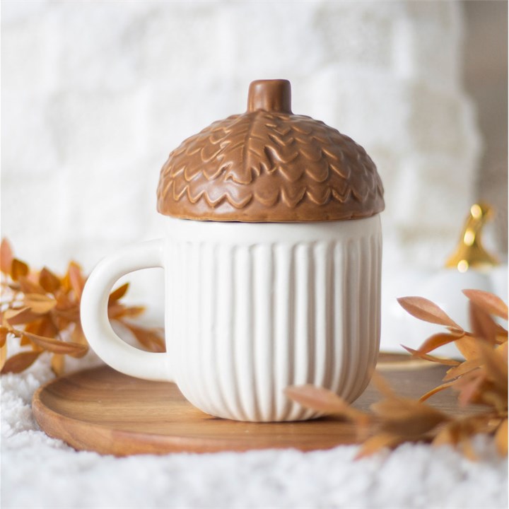 Herbst-Tasse Eichelform mit Deckel