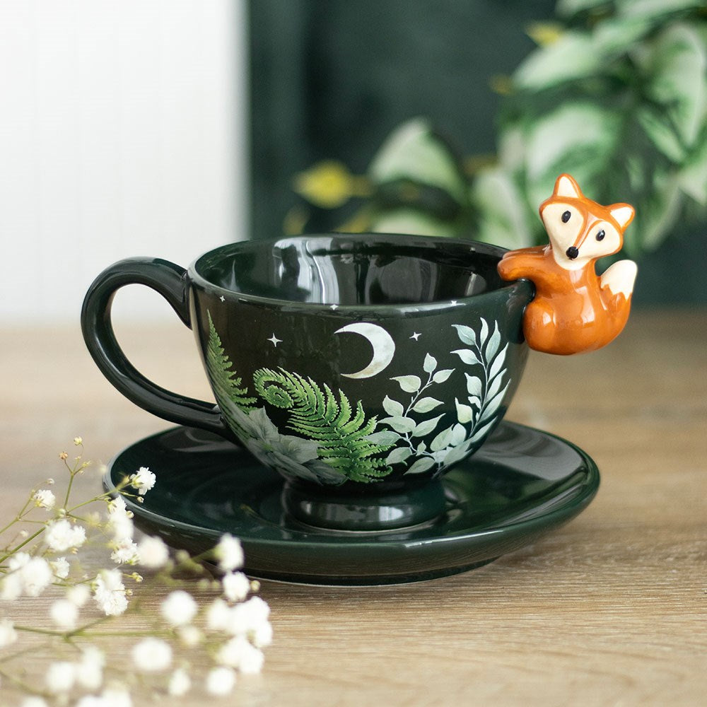 Green Forest Teetasse mit Fuchs & Untertasse