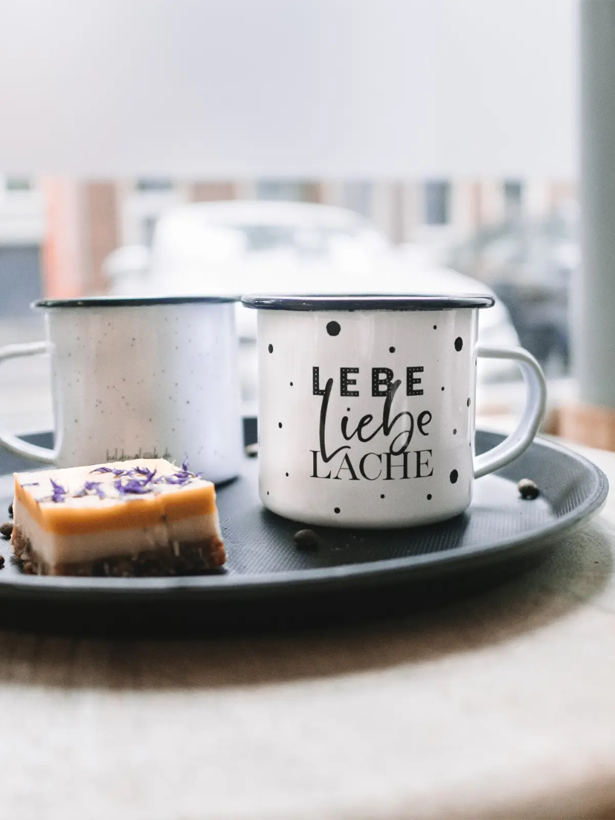 Lebe Liebe Lache · Emaille Tasse-Tschüss-HYGGEBI-€12,90
