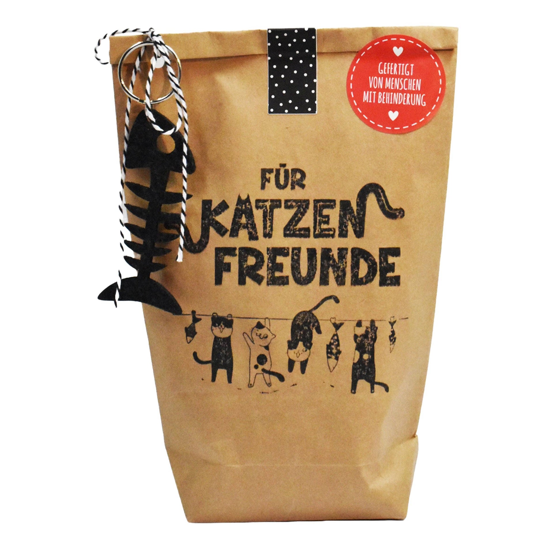 Katzenfreunde Geschenkset · Wundertüte mit Schlüsselanhänger & Katzenminze