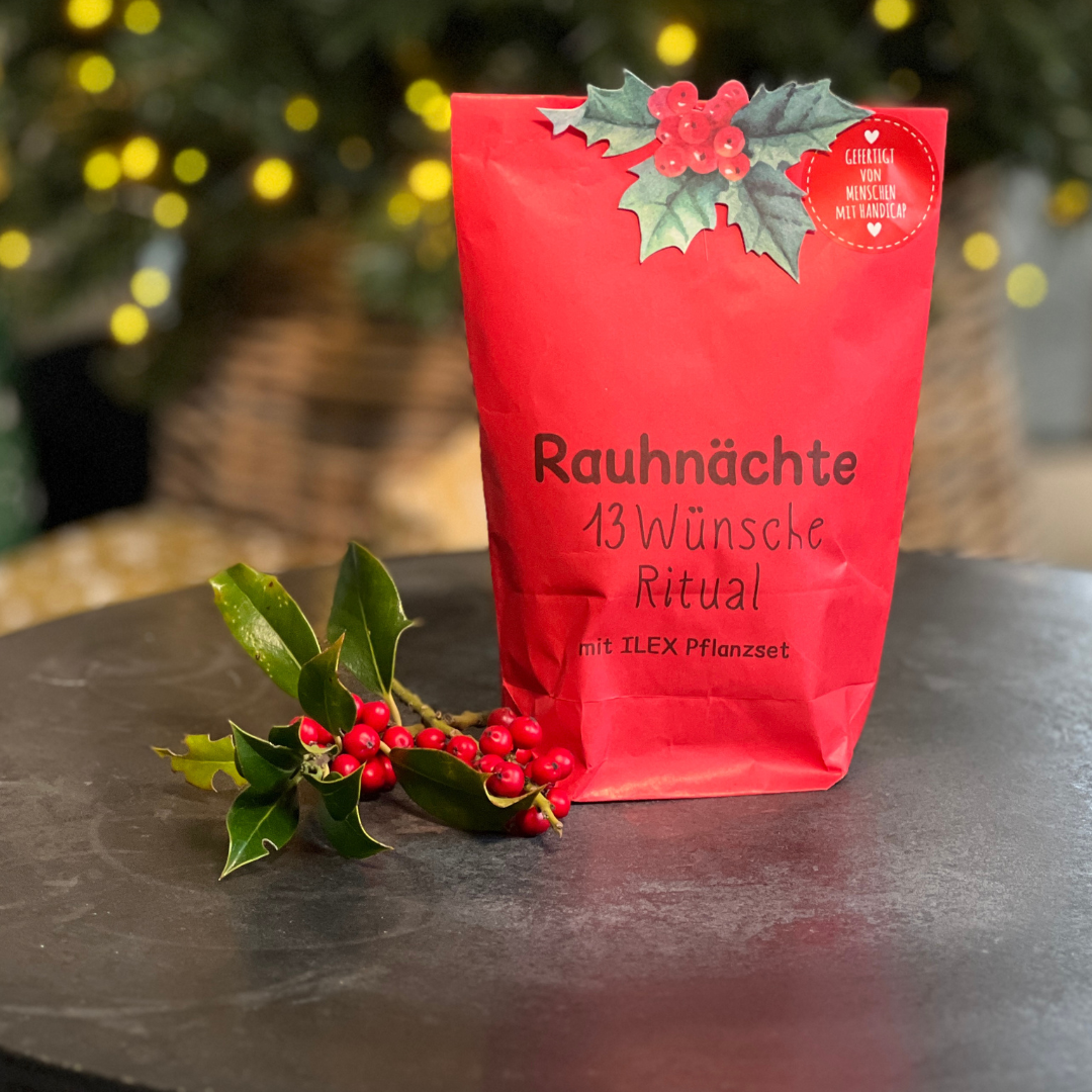Rauhnächte Ritual Set · 13 Wünsche mit Ilex Pflanzset