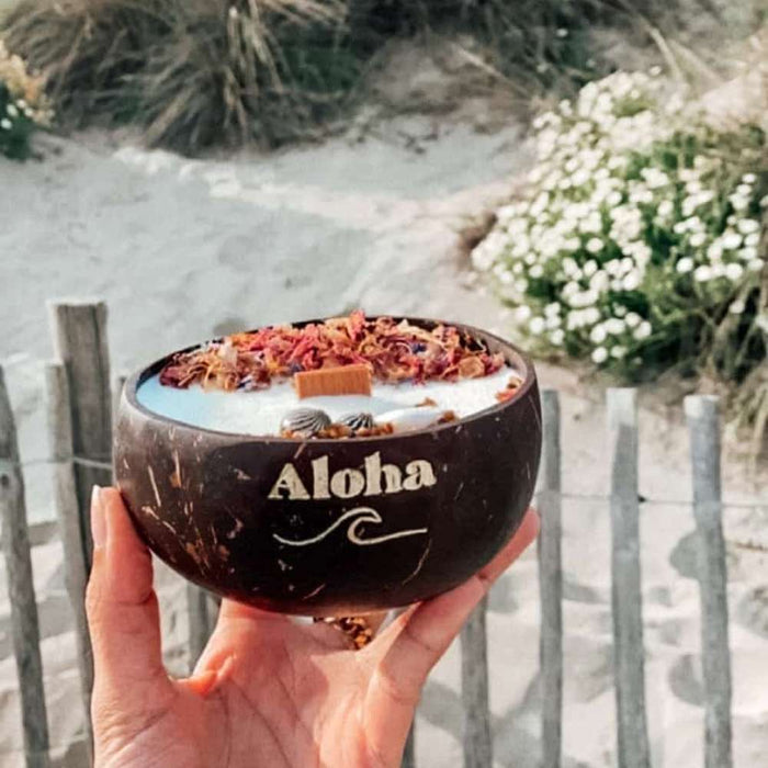 Kokoskerze Aloha · Goldgravur Edition