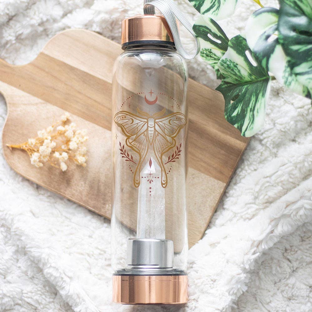 Moon Moth Magic · Trinkflasche mit klarem Quarz