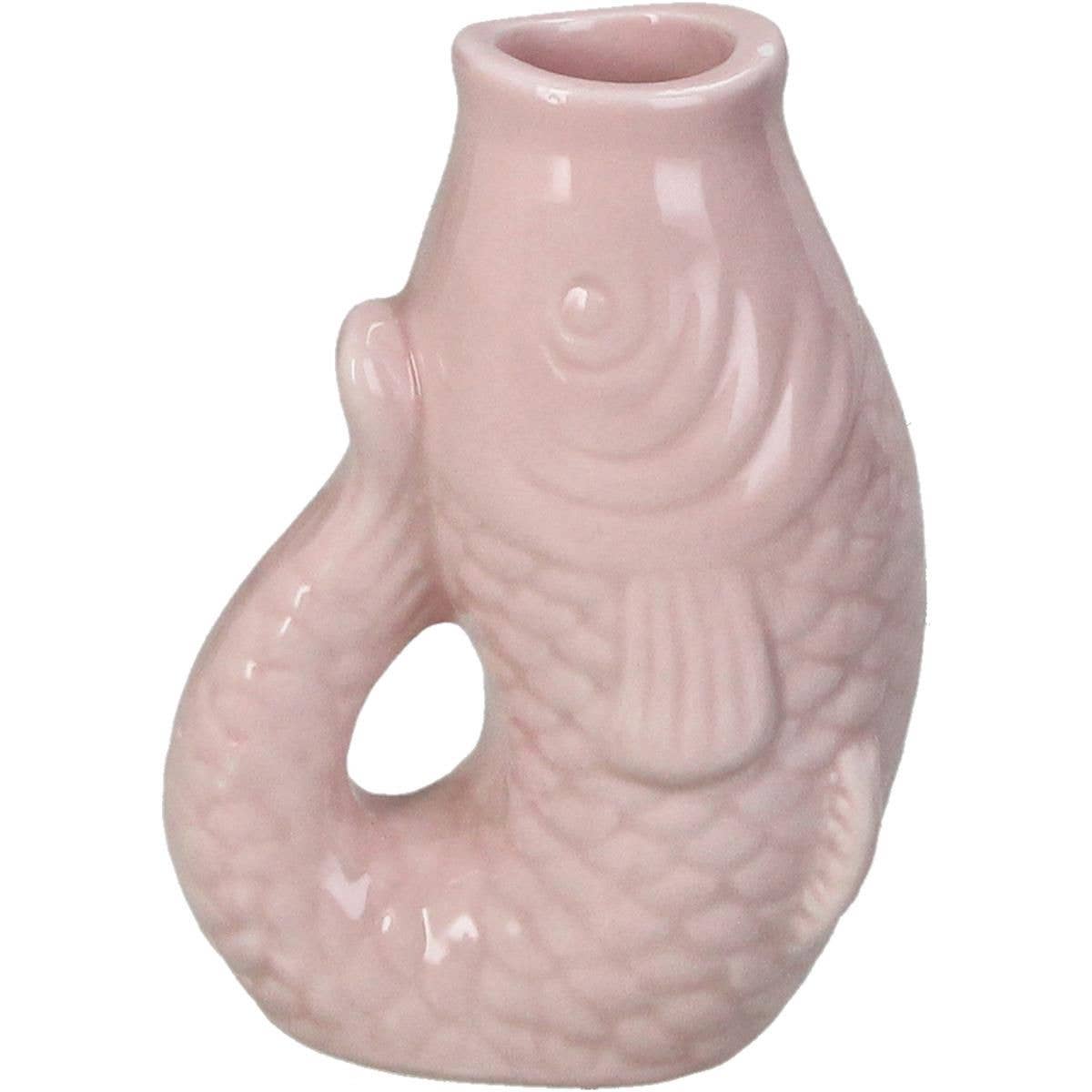 Keramikvase „Fisch am Haken“ · Rosa