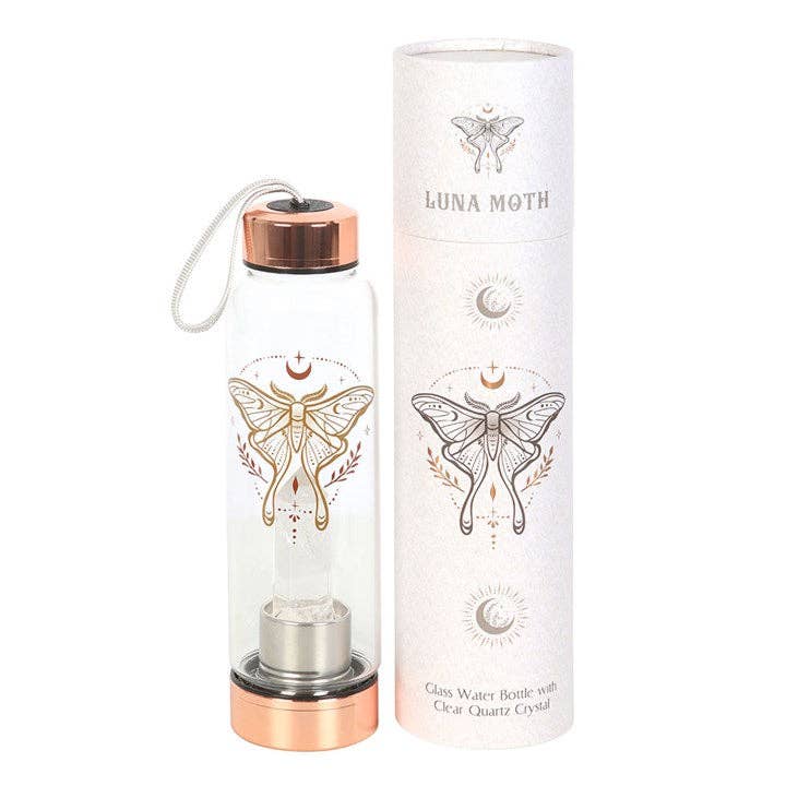 Moon Moth Magic · Trinkflasche mit klarem Quarz