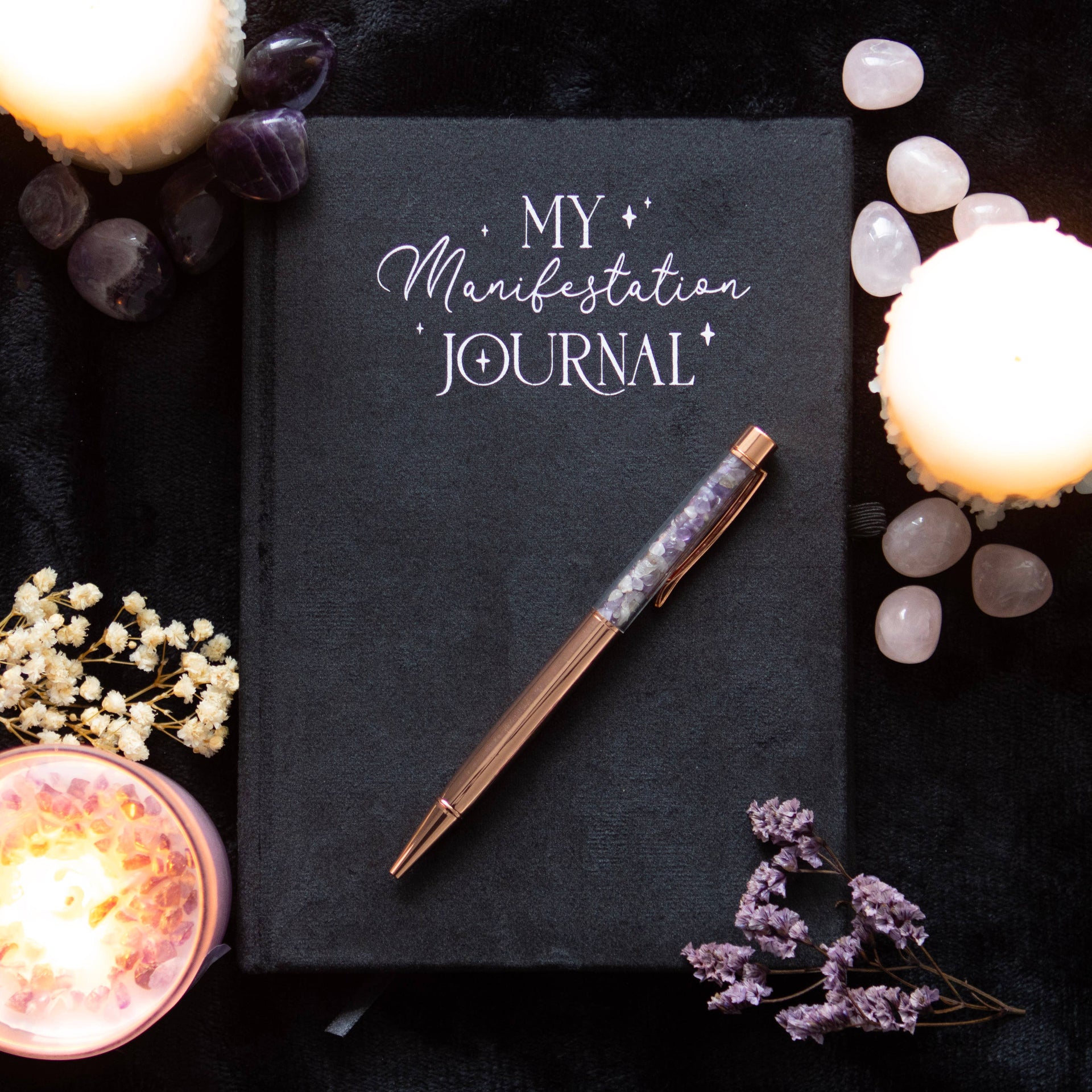 Manifestation Journal · Notizbuch mit Amethyststift