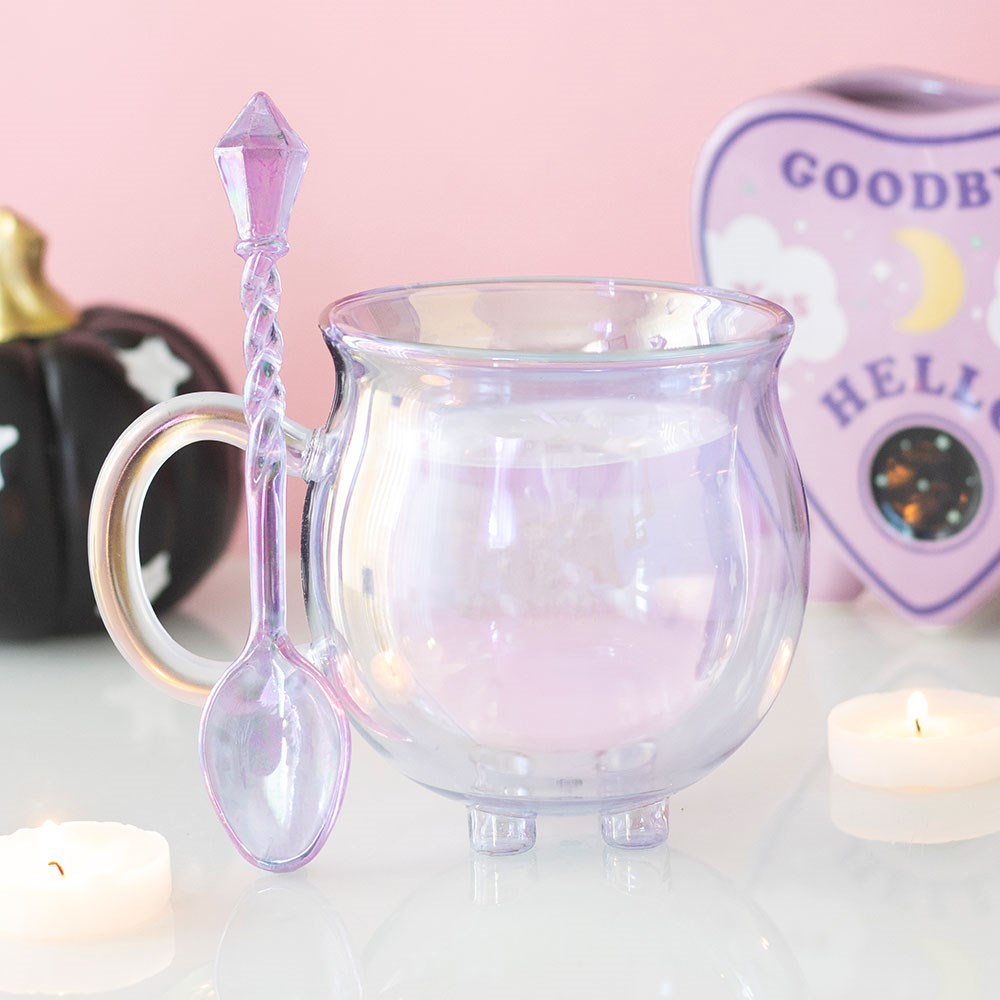Glas mit Kristalllöffel · Purple Double Walled Cauldron