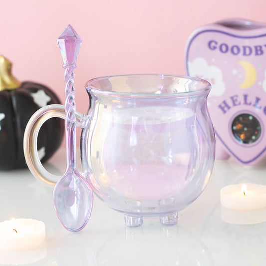 Glas mit Kristalllöffel · Purple Double Walled Cauldron