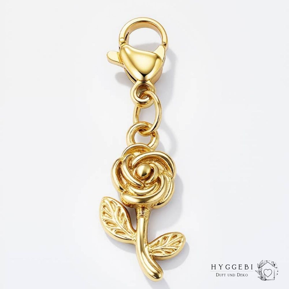 Edelstahl Charm · goldene Rose