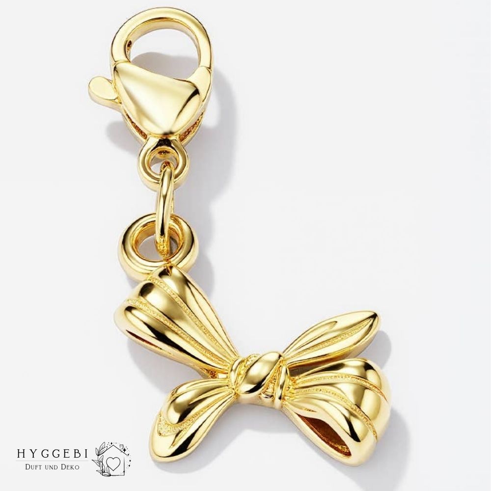 Edelstahl Charm · Schleife gold