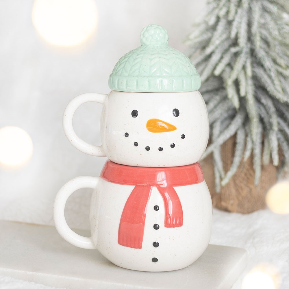 Schneemann · 2er-Set stapelbare Tassen