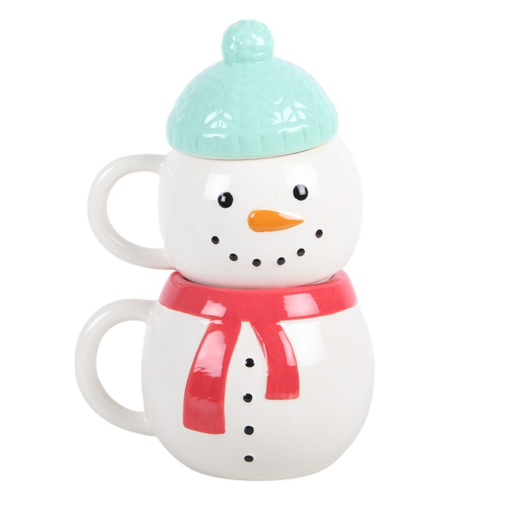 Schneemann · 2er-Set stapelbare Tassen