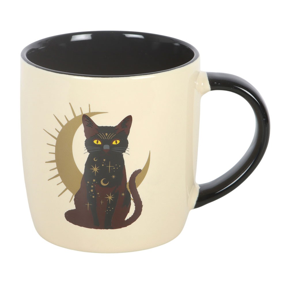 Tasse „Sitzende schwarze Katze & Halbmond“ · Black Cat Magick