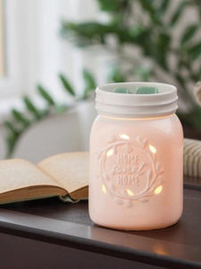 MASON JAR "Home sweet Home" Duftlampe elektrisch weiß Porzellan