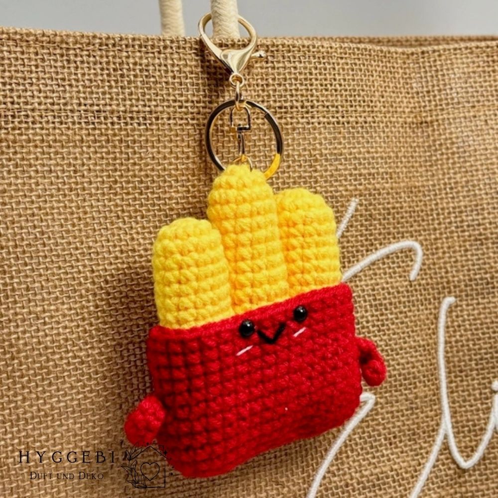 Pommes gehäkelt · Taschen- und Schlüsselanhänger
