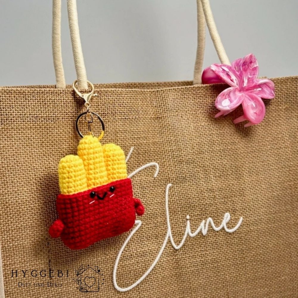 Pommes gehäkelt · Taschen- und Schlüsselanhänger