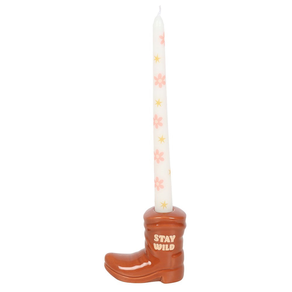 Brown Cowboy Boot · Kerzenhalter mit Stabkerze