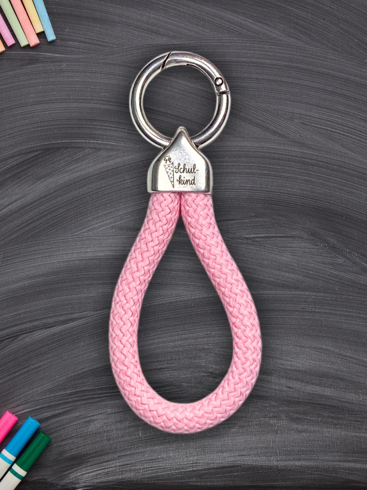 Schlüsselanhänger "Schulkind" aus Segeltau - rosa