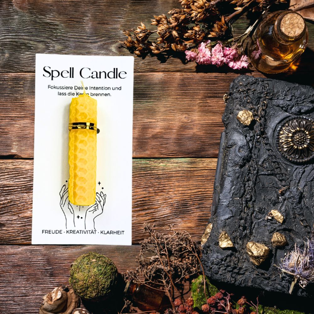 Gelbe Mini Spell Candle · Freude, Kreativität & Klarheit