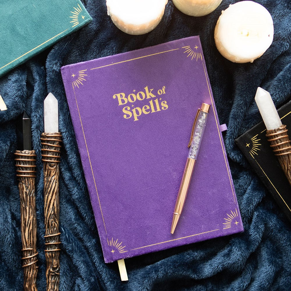 Book of Spells · Journal mit Amethyst-Kristallstift