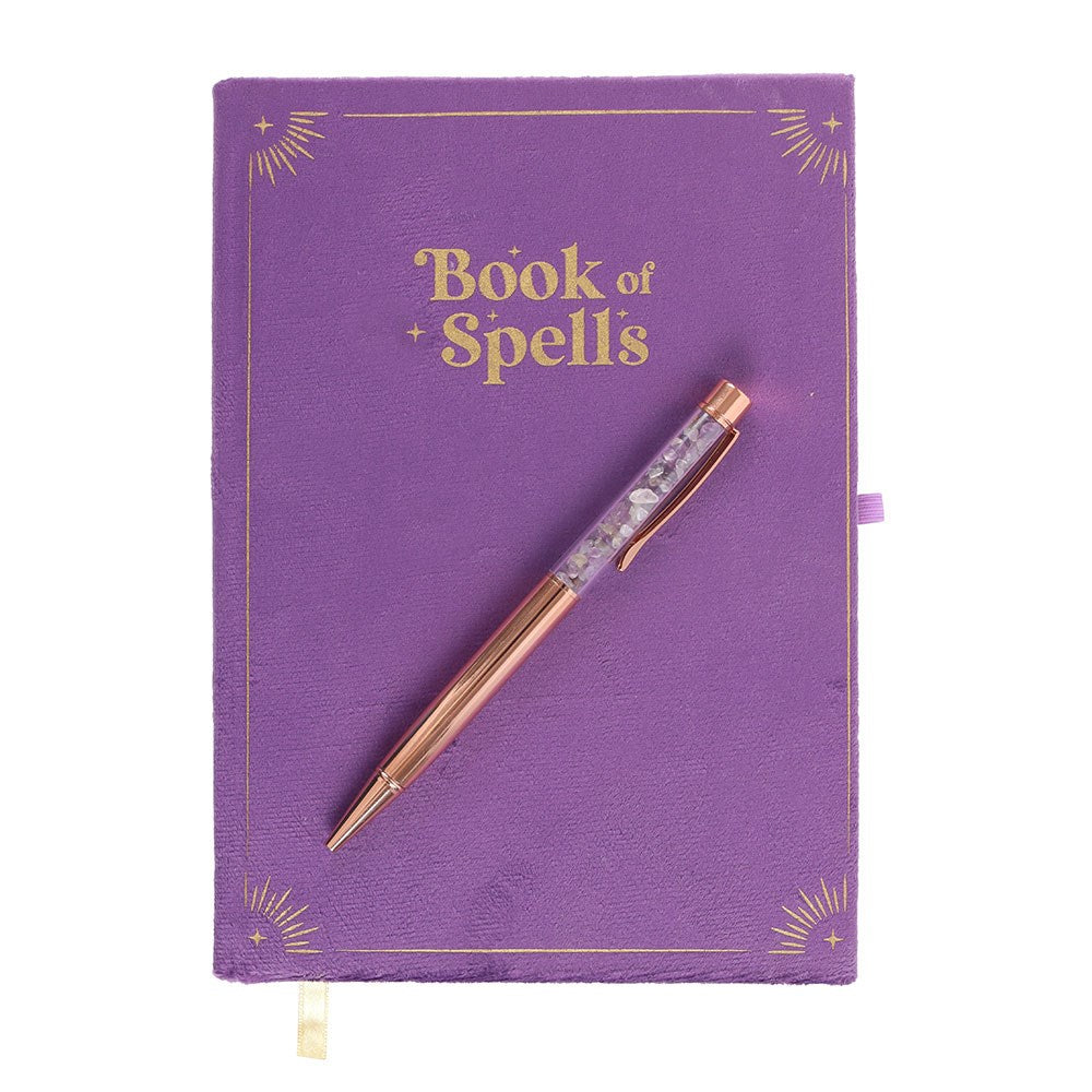 Book of Spells · Journal mit Amethyst-Kristallstift