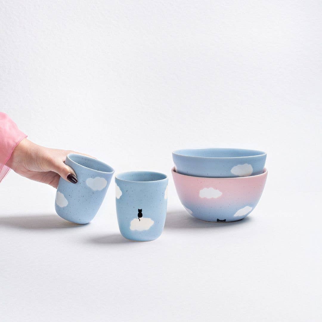 Cloud Meow Satinblau · 2-teiliges Set