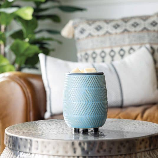 CANDLE WARMERS® Flip Dish Duftlampe BLUE HERRINGBONE elektr.