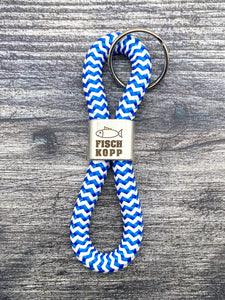 Schlüsselanhänger "Fischkopp" aus Segeltau - Blau/Weiß - HYGGEBI